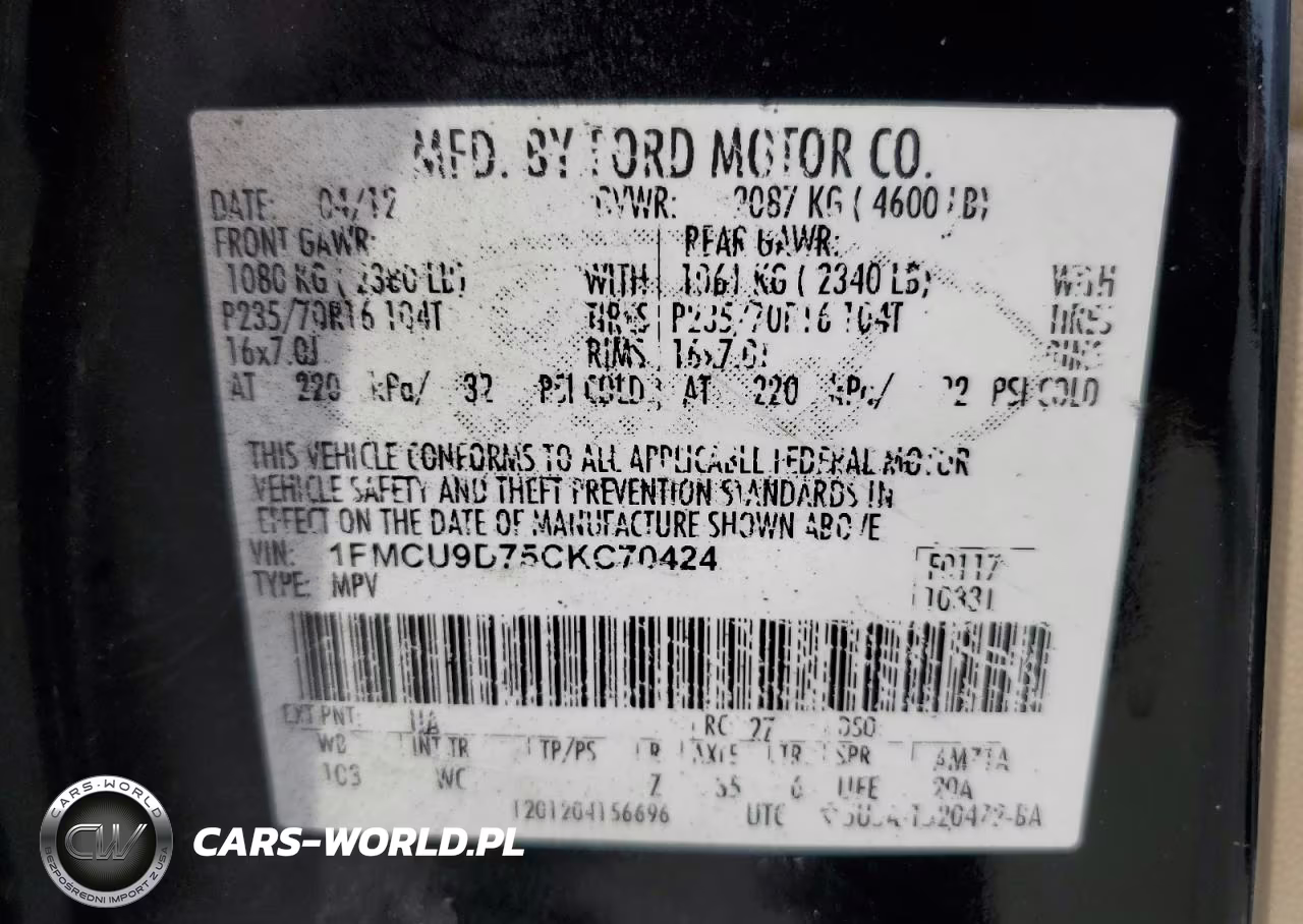 2012 Ford Escape Xlt VIN:1FMCU9D75CKC70424 - 12