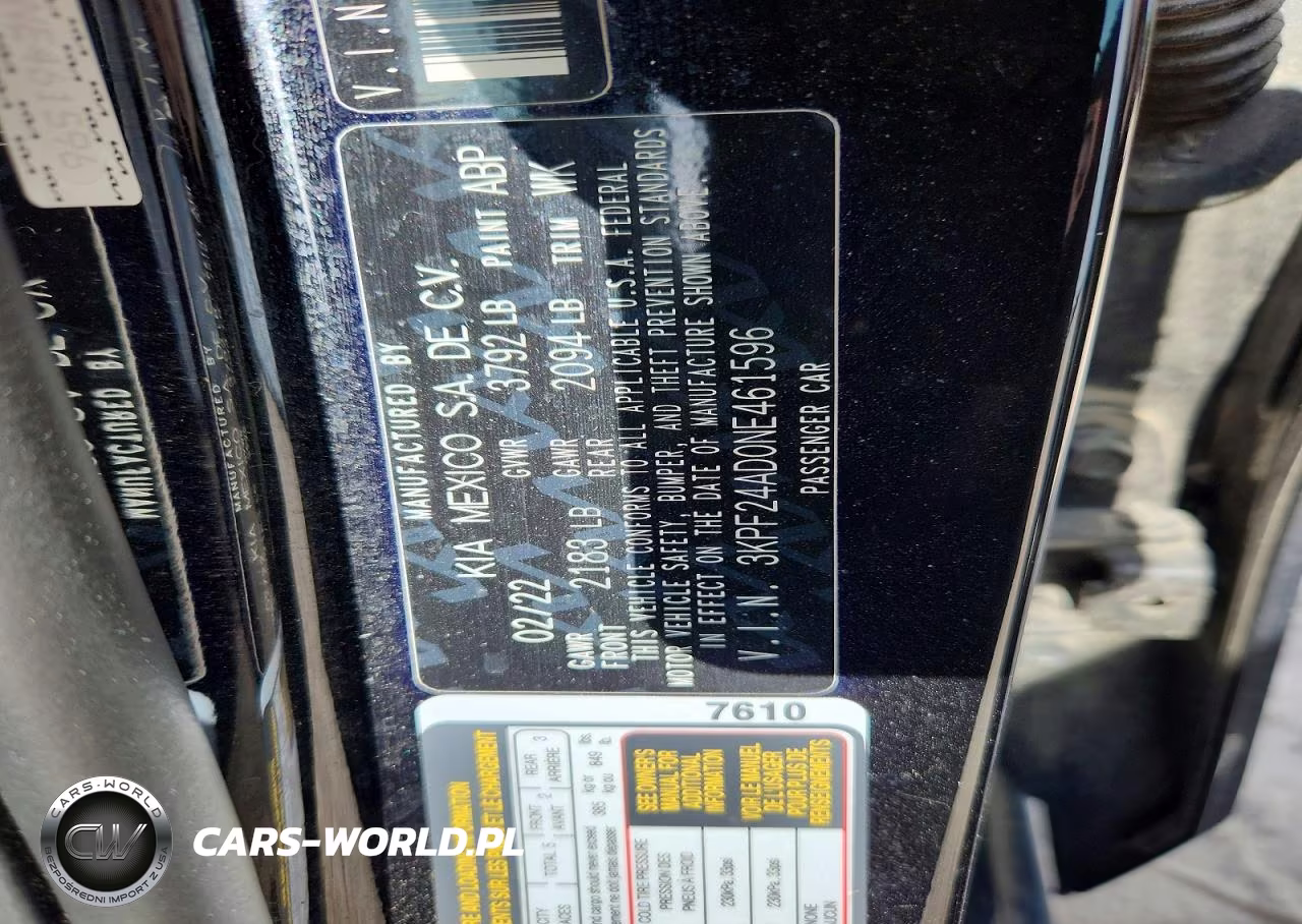 2022 Kia Forte Lxs VIN:3KPF24AD0NE461596 - 12