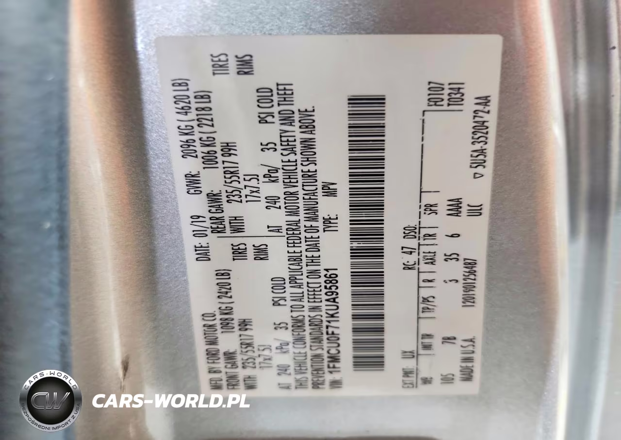 2019 Ford Escape S VIN:1FMCU0F71KUA95861 - 13