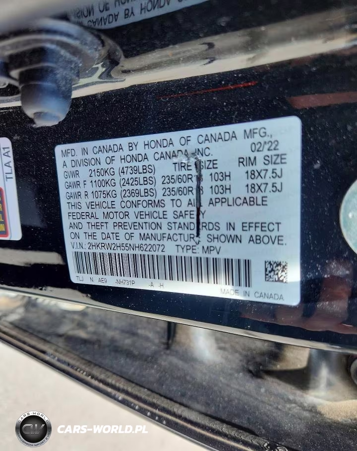 2022 Honda Cr-V Ex VIN:2HKRW2H55NH622072 - 13