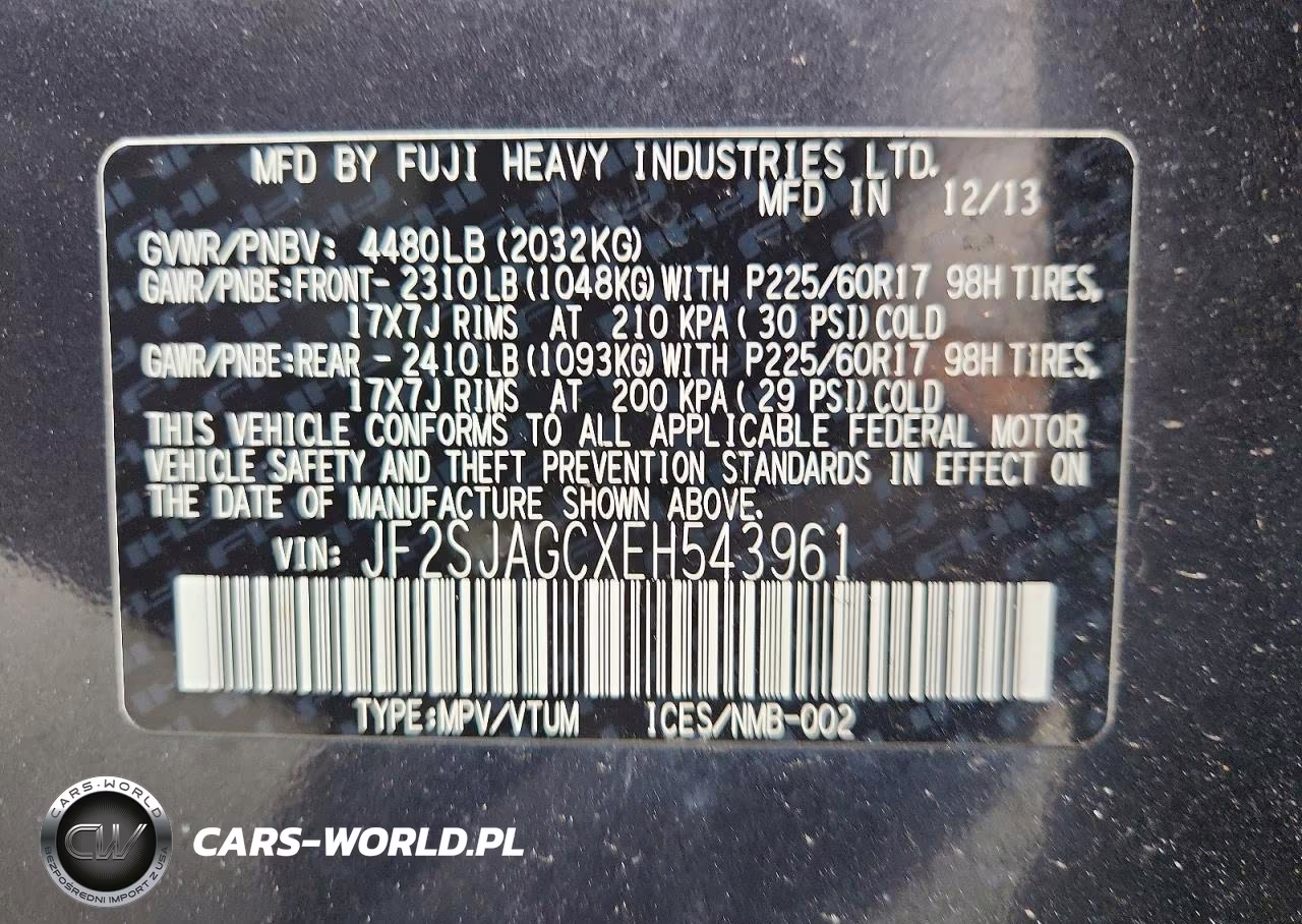 2014 Subaru Forester 2.5I Premium VIN:JF2SJAGCXEH543961 - 14