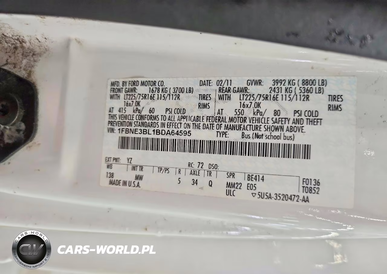 2011 Ford Econoline E350 Super Duty Wagon VIN:1FBNE3BL1BDA64595 - 13