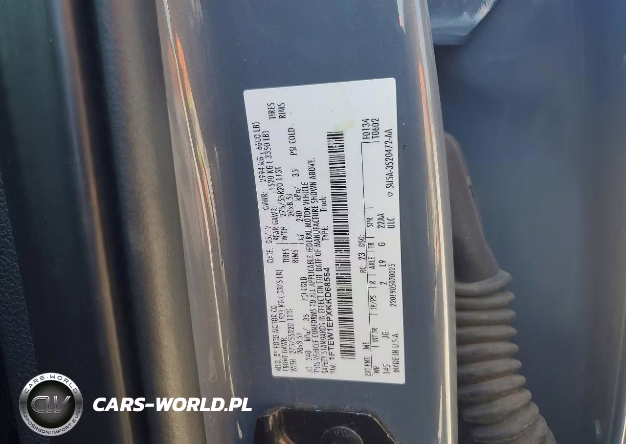 2019 Ford F150 Supercrew VIN:1FTEW1EPXKKD68564 - 12