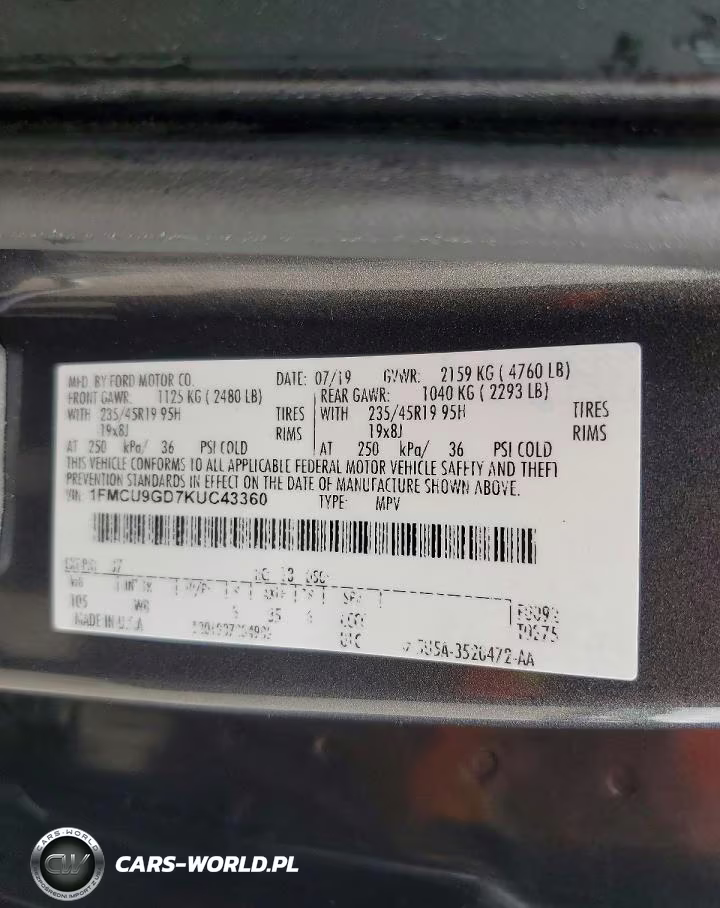 2019 Ford Escape Se VIN:1FMCU9GD7KUC43360 - 14