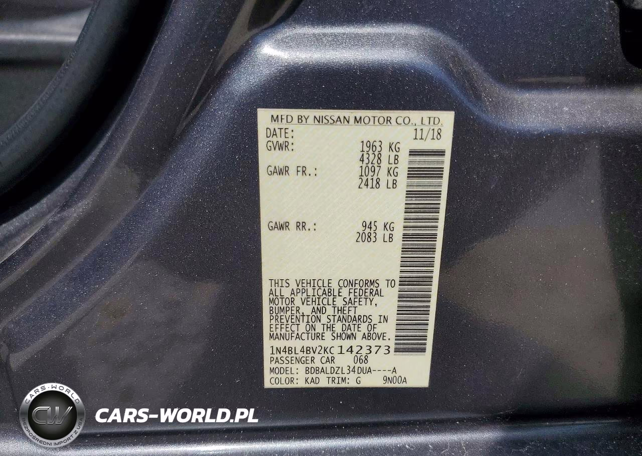 2019 Nissan Altima S VIN:1N4BL4BV2KC142373 - 13