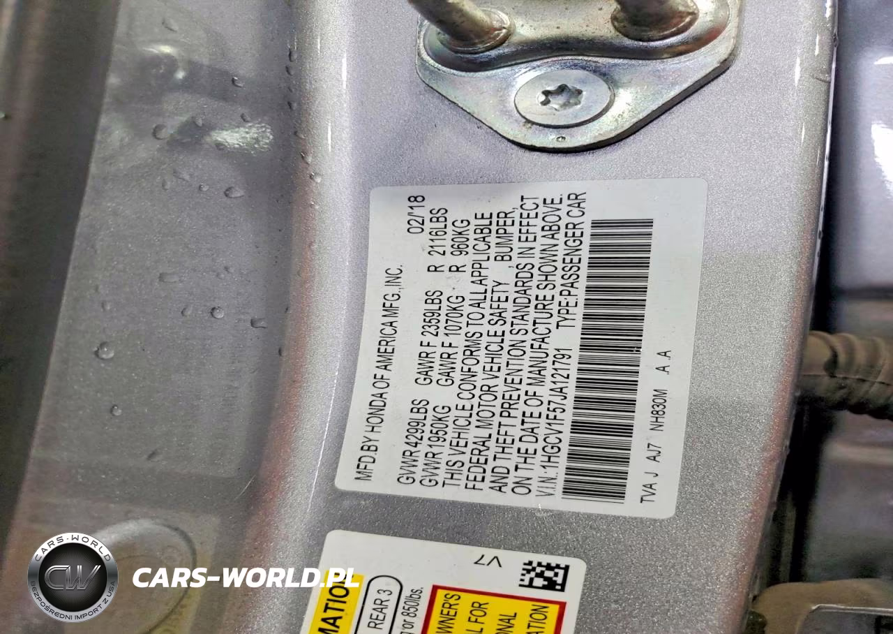 2018 Honda Accord Exl VIN:1HGCV1F57JA121791 - 12