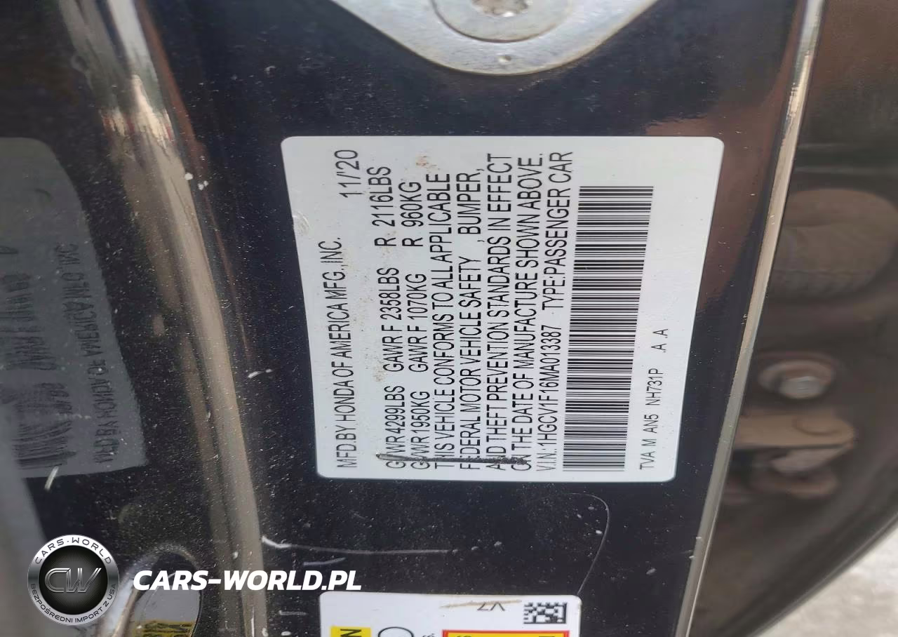 2021 Honda Accord Lx VIN:1HGCV1F16MA013387 - 13