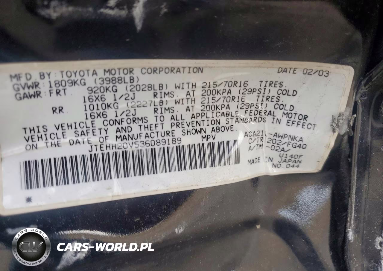 2003 Toyota Rav4 Base VIN:JTEHH20V536089189 - 13