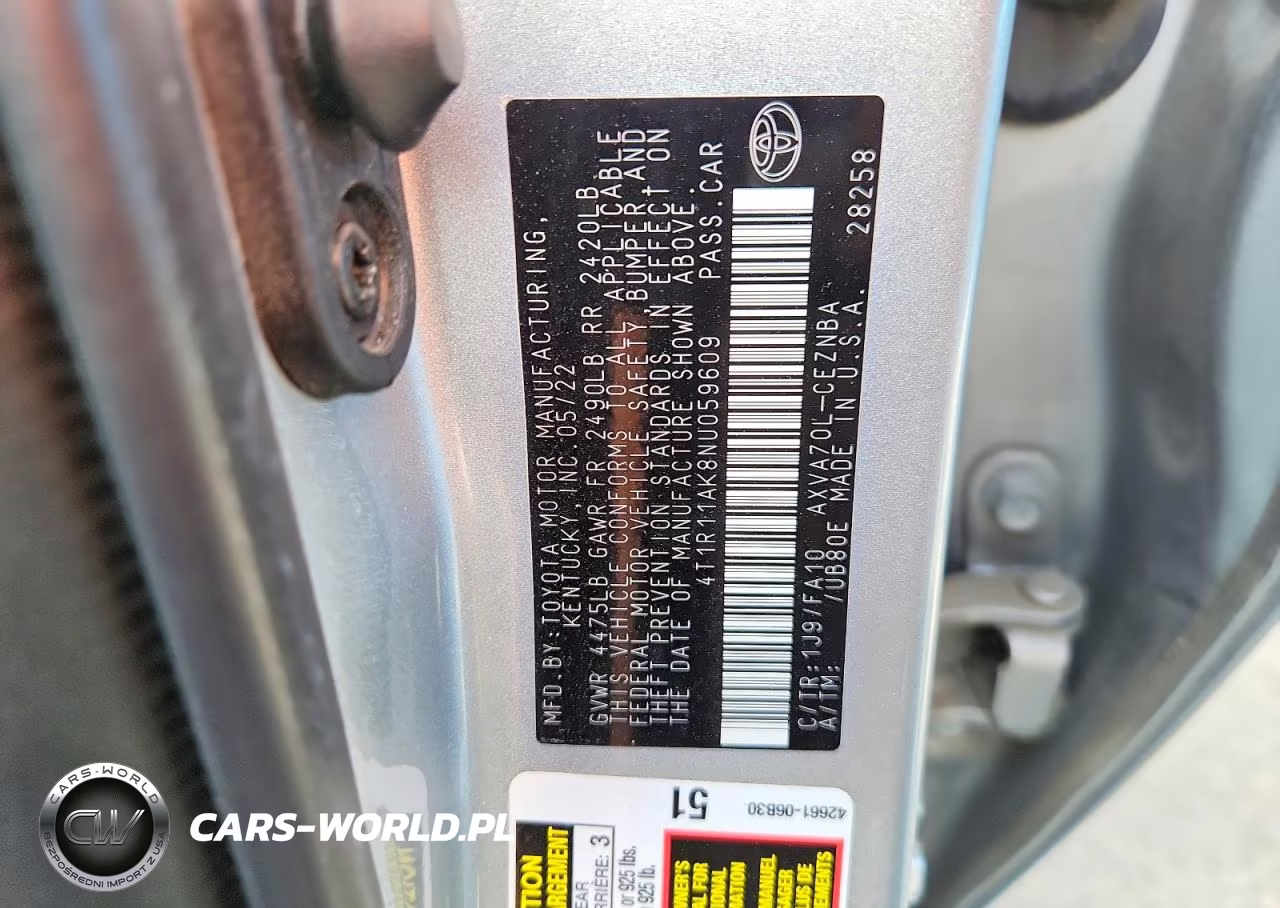 2022 Toyota Camry Le VIN:4T1R11AK8NU059609 - 12