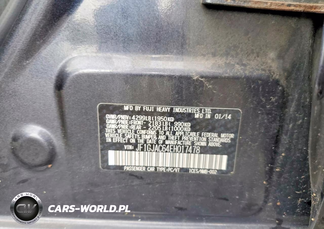 2014 Subaru Impreza Premium VIN:JF1GJAC64EH017478 - 13