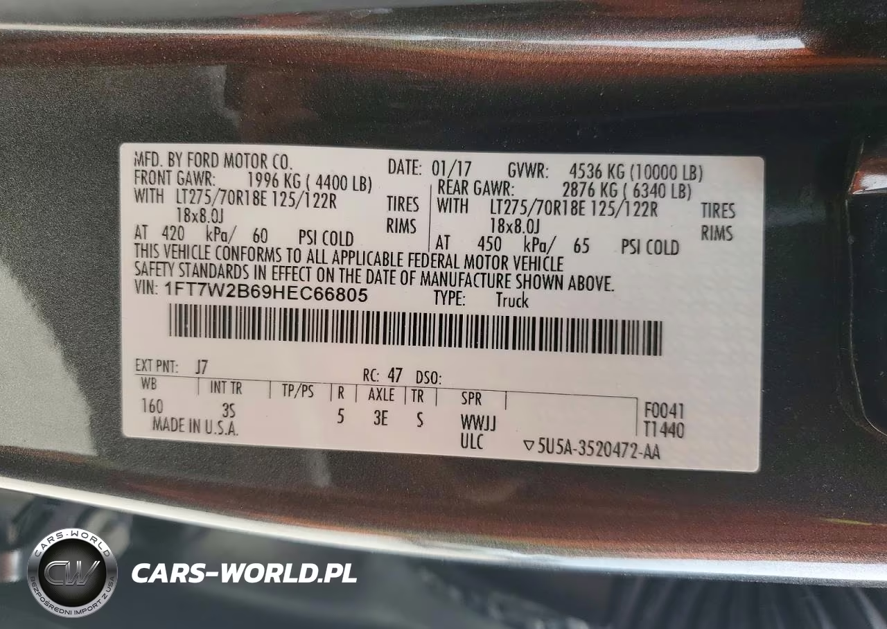 2017 Ford F250 Super Duty VIN:1FT7W2B69HEC66805 - 12