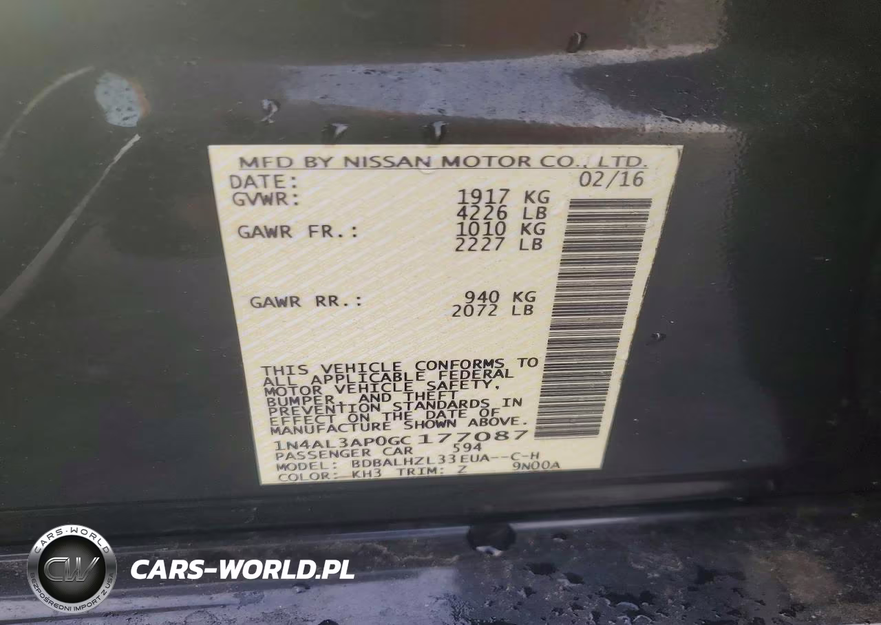 2016 Nissan Altima 2.5 Sr VIN:1N4AL3AP0GC177087 - 12