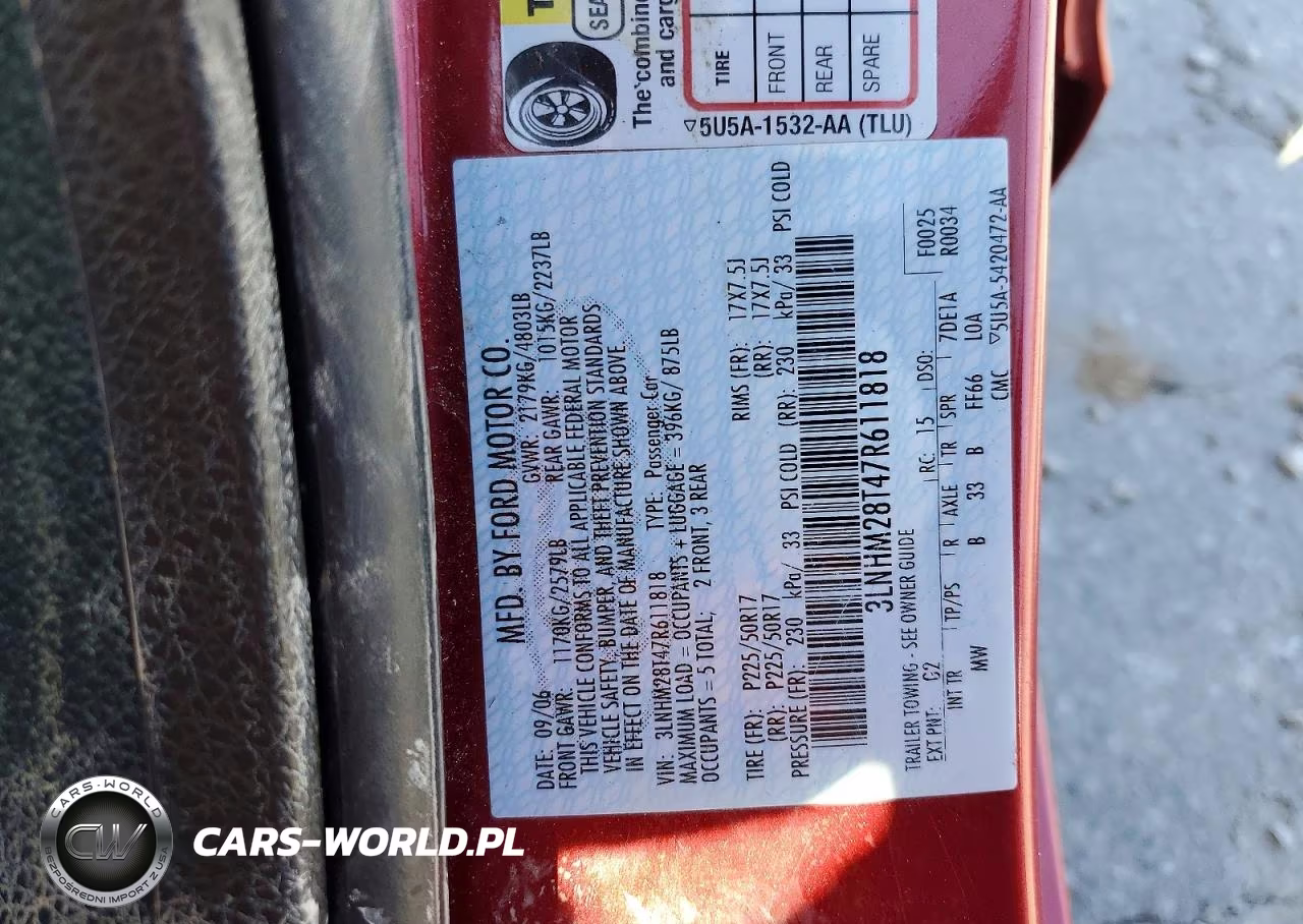 2007 Lincoln Mkz VIN:3LNHM28T47R611818 - 12