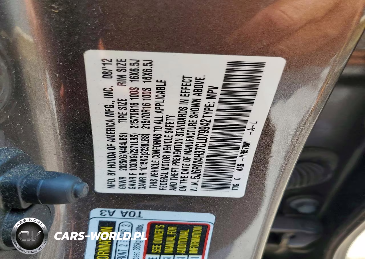 2012 Honda Cr-V Lx VIN:5J6RM4H37CL079942 - 13