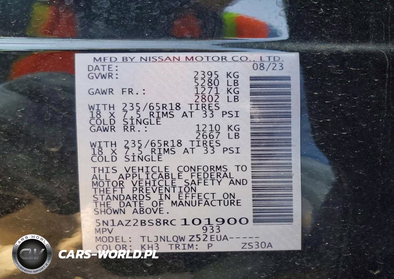2024 Nissan Murano Sv VIN:5N1AZ2BS8RC101900 - 13
