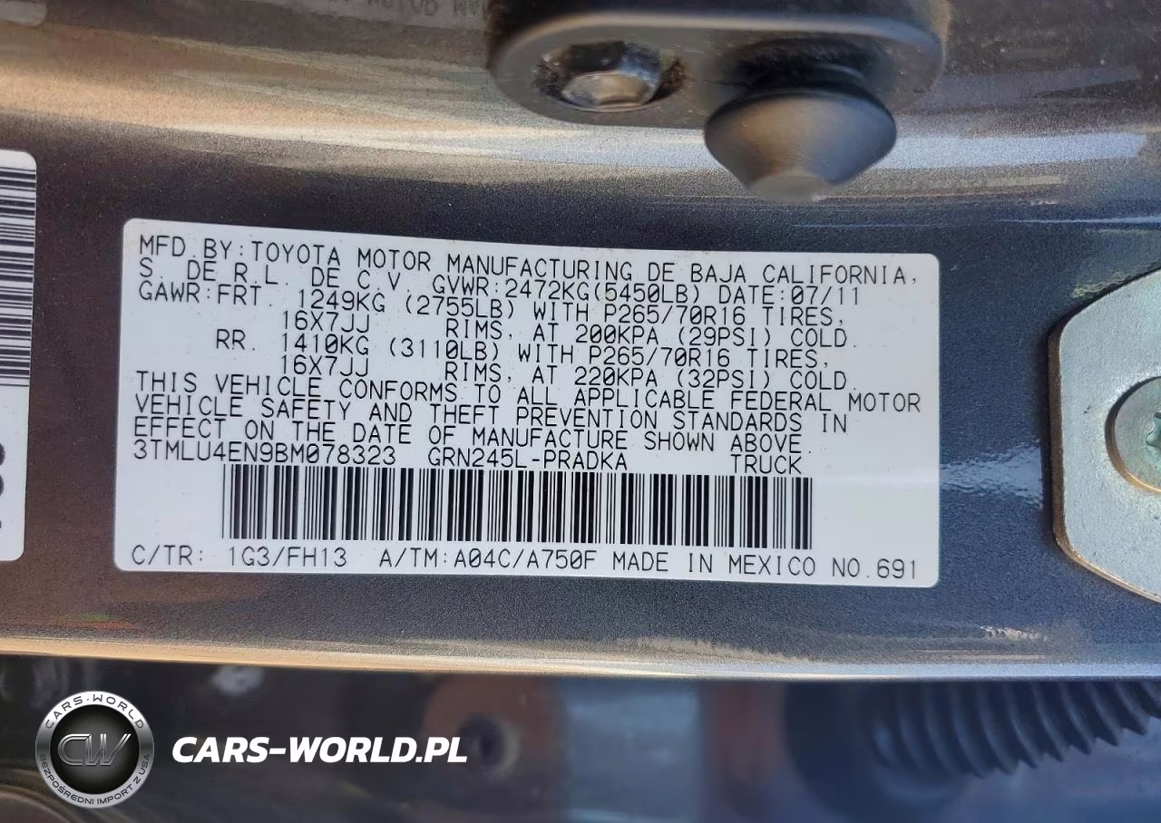 2011 Toyota Tacoma V6 VIN:3TMLU4EN9BM078323 - 12