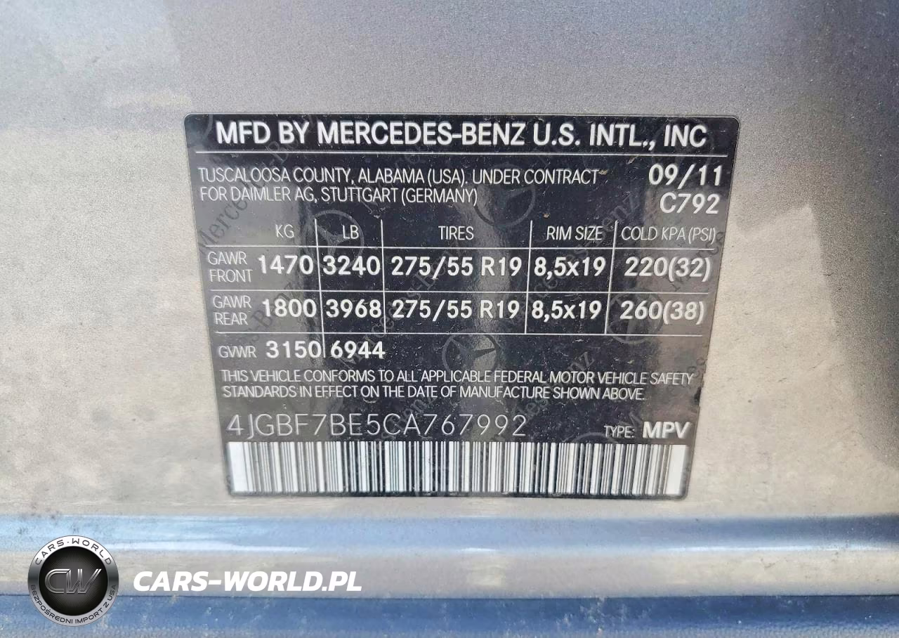 2012 Mercedes-Benz Gl 450 4Matic VIN:4JGBF7BE5CA767992 - 13