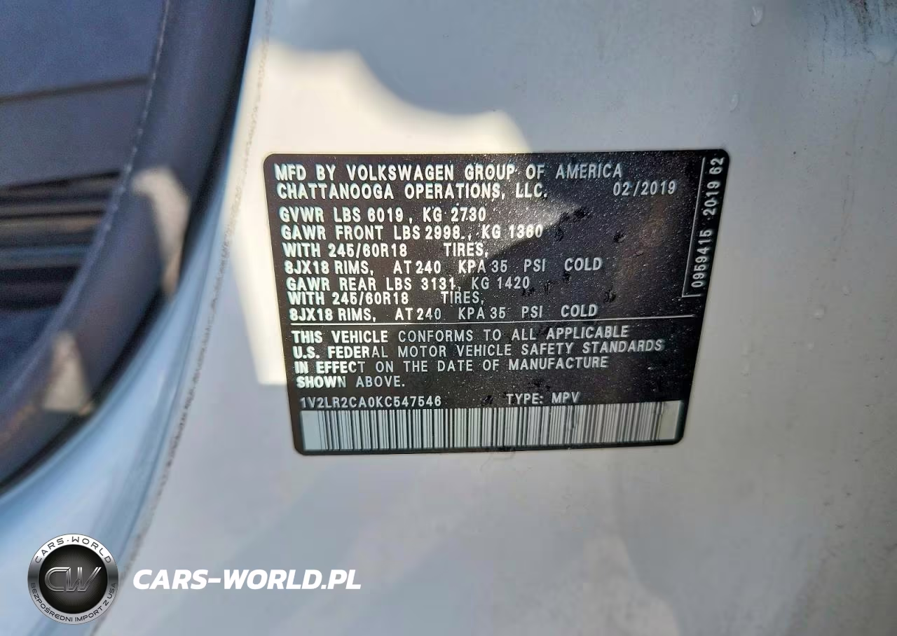 2019 Volkswagen Atlas Se VIN:1V2LR2CA0KC547546 - 13