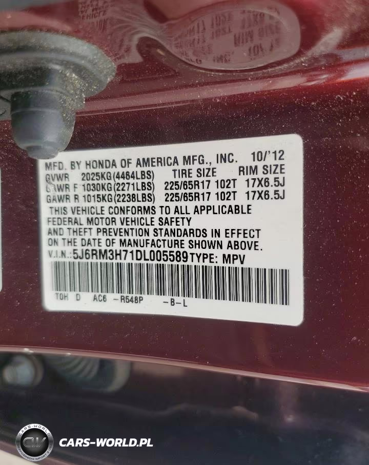 2013 Honda Cr-V Exl VIN:5J6RM3H71DL005589 - 13