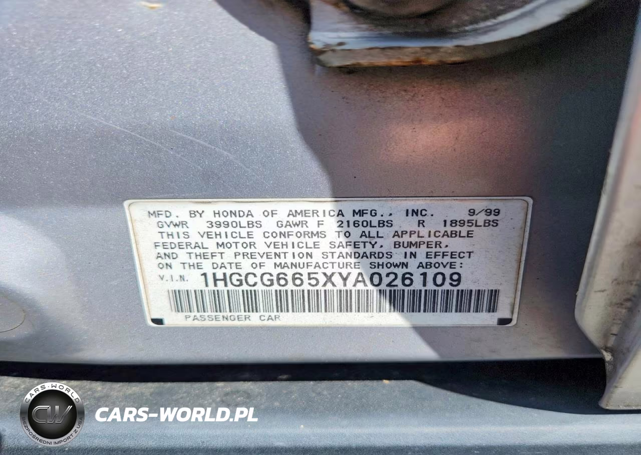 2000 Honda Accord Lx VIN:1HGCG665XYA026109 - 12
