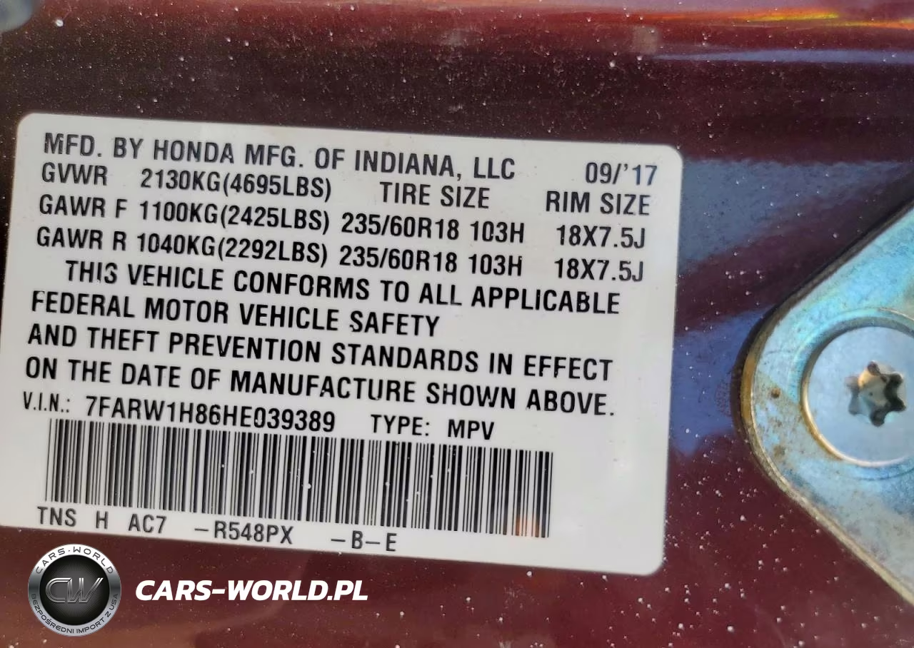 2017 Honda Cr-V Exl VIN:7FARW1H86HE039389 - 13
