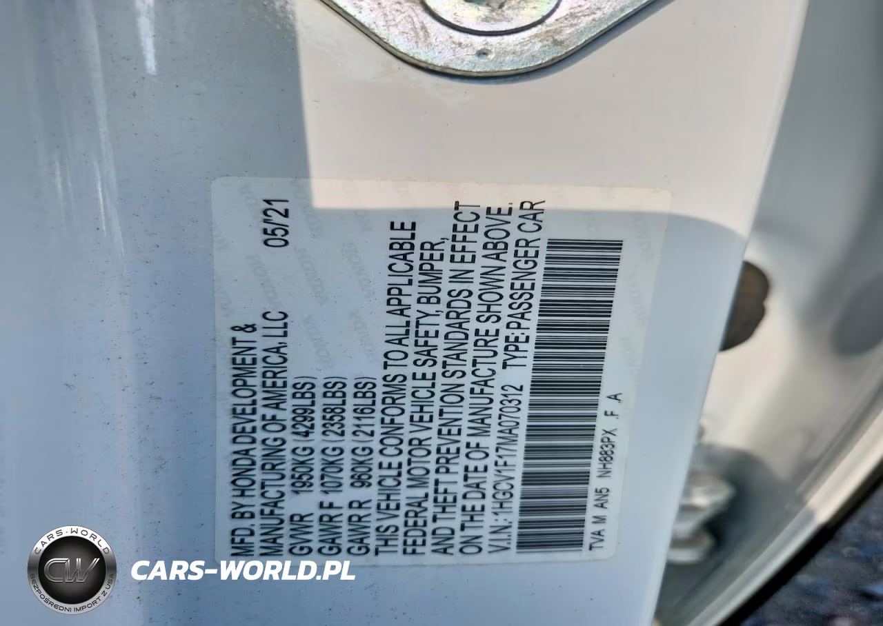 2021 Honda Accord Lx VIN:1HGCV1F17MA070312 - 12