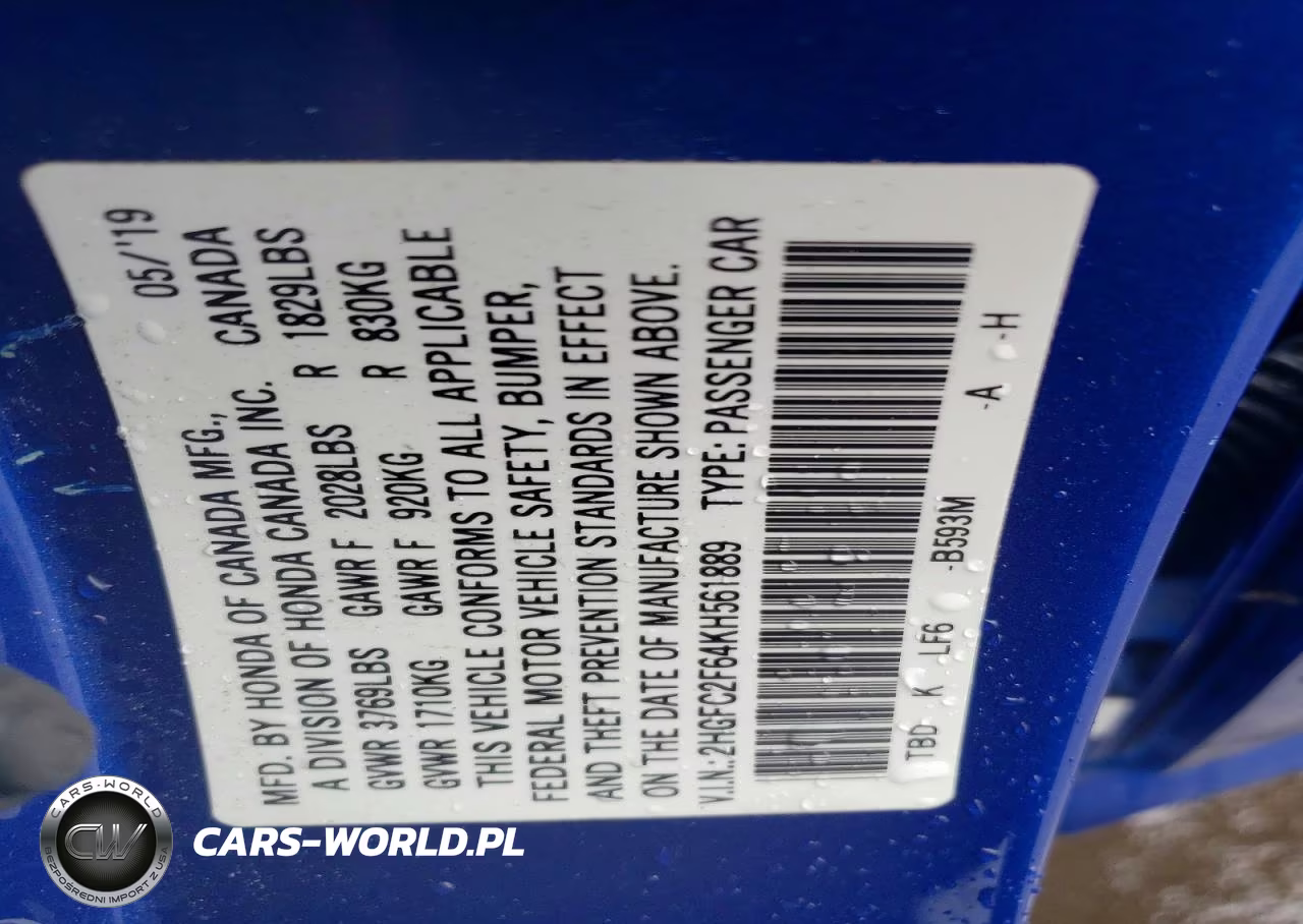 2019 Honda Civic Lx VIN:2HGFC2F64KH561889 - 13