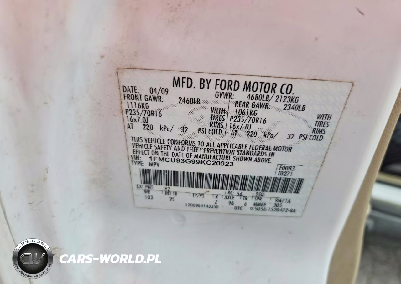 2009 Ford Escape Xlt VIN:1FMCU93G99KC20023 - 12