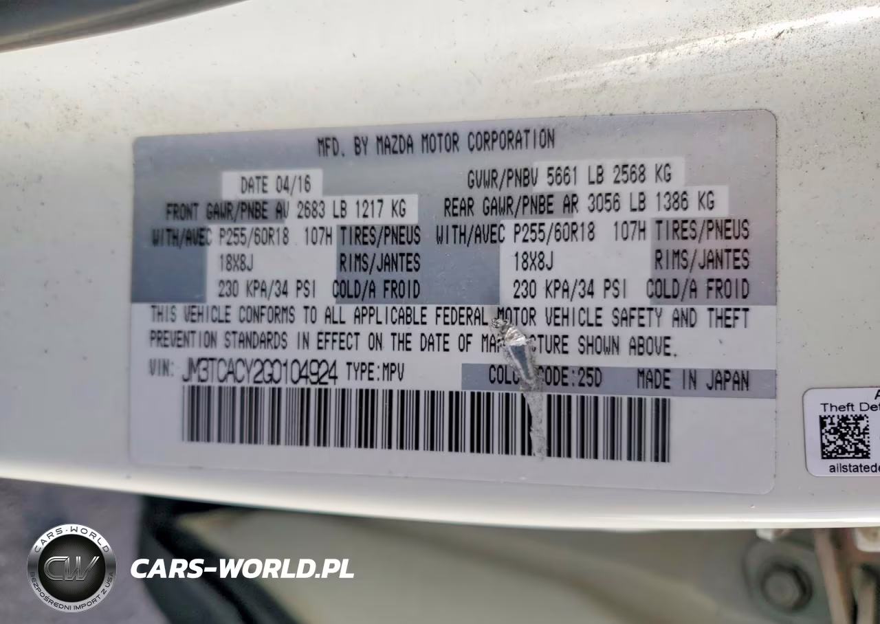 2016 Mazda Cx-9 Touring VIN:JM3TCACY2G0104924 - 13