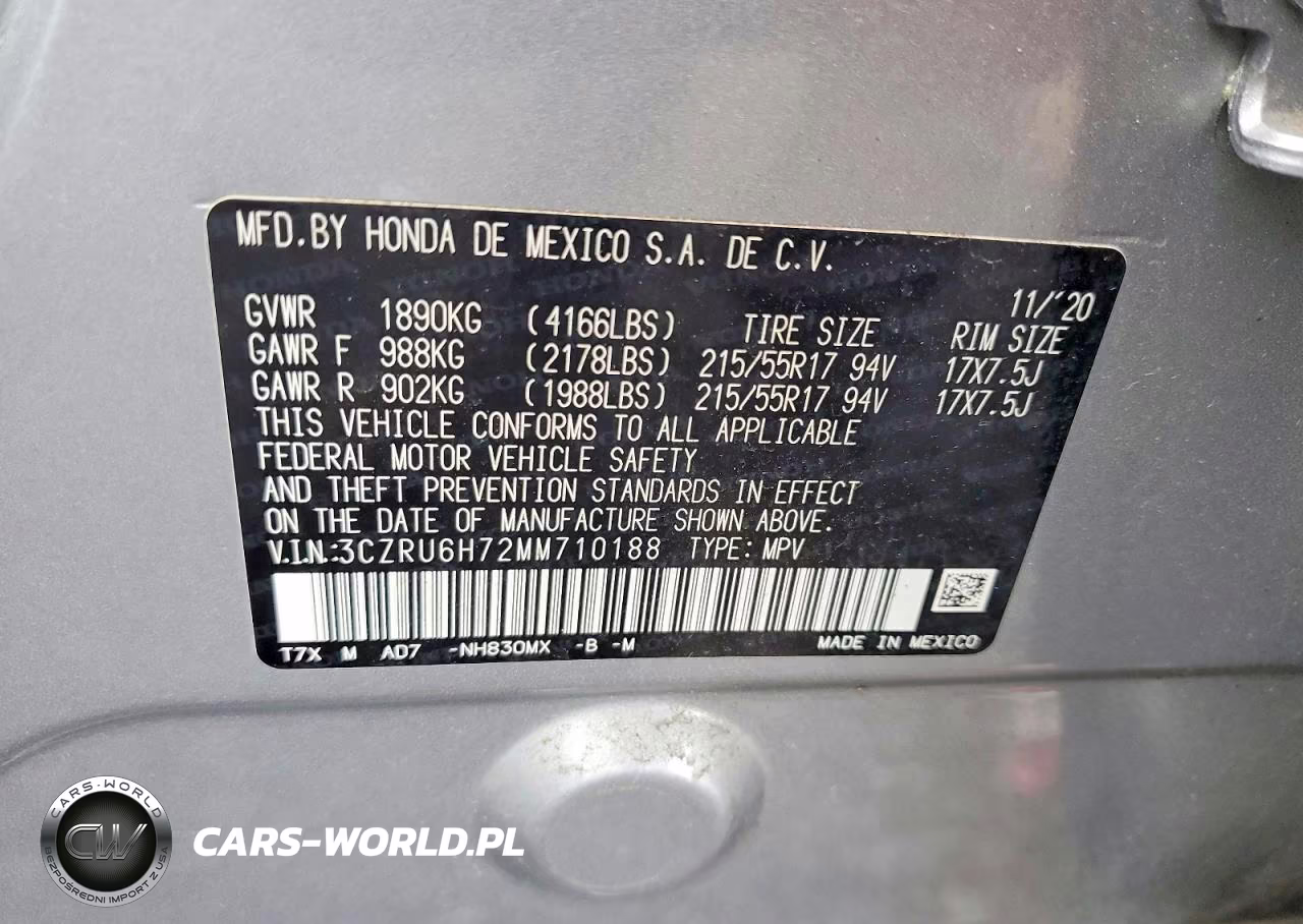 2021 Honda Hr-V Exl VIN:3CZRU6H72MM710188 - 13