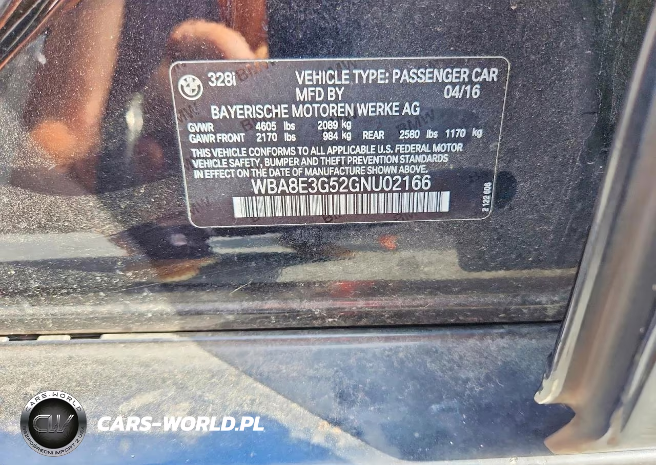 2016 BMW 328 Xi Sulev VIN:WBA8E3G52GNU02166 - 12