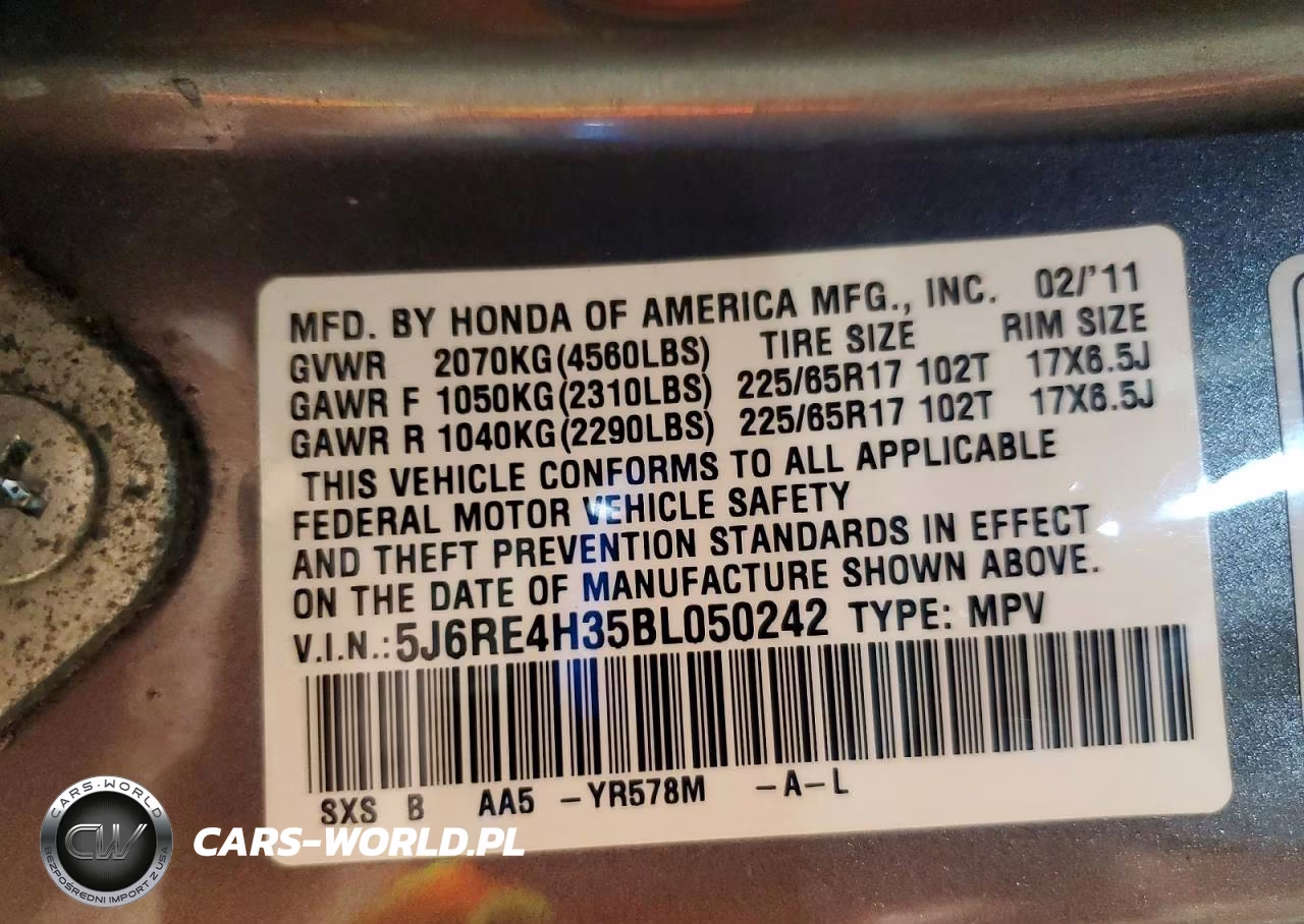 2011 Honda Cr-V Lx VIN:5J6RE4H35BL050242 - 14