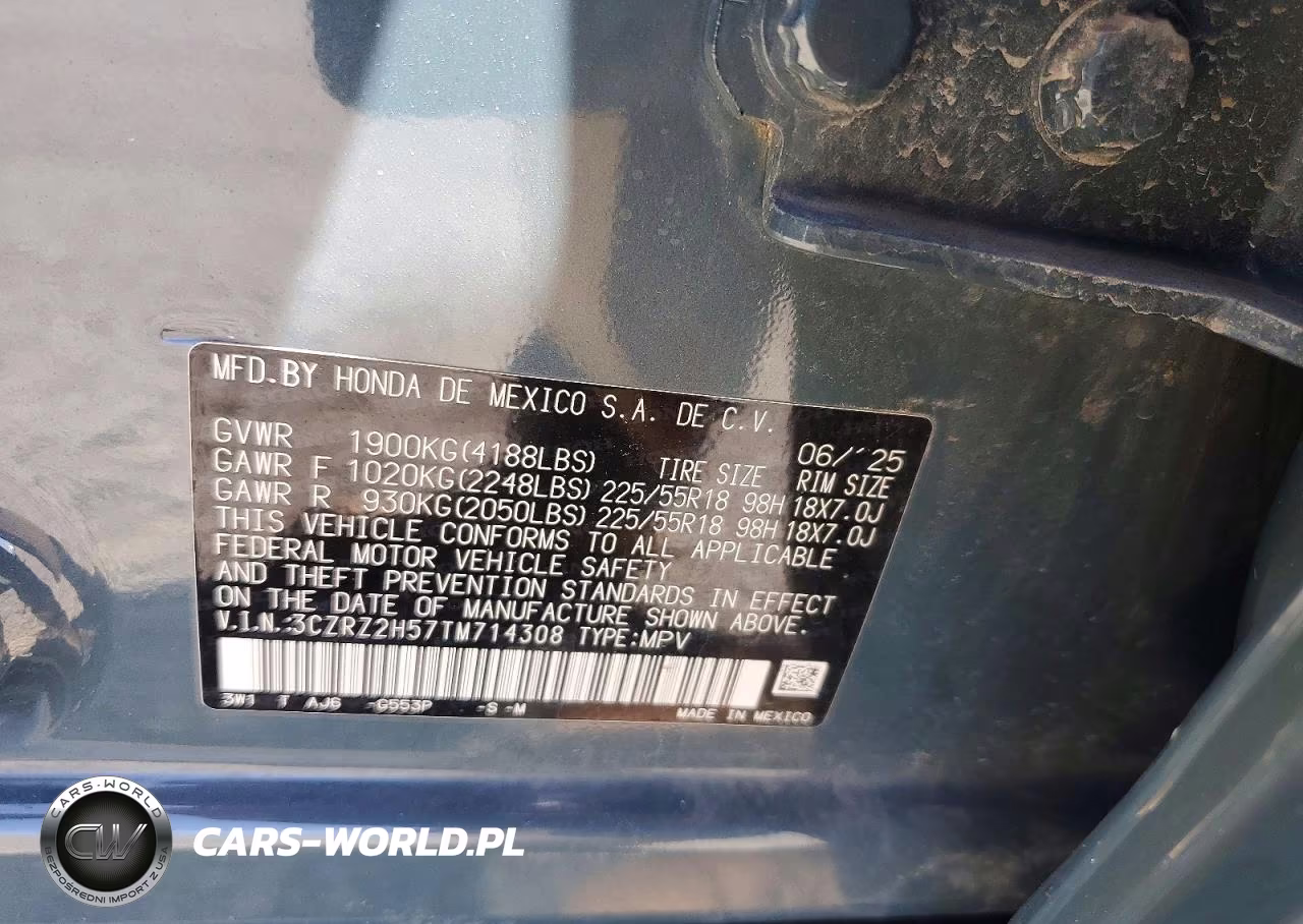 2026 Honda Hr-V Sport VIN:3CZRZ2H57TM714308 - 13