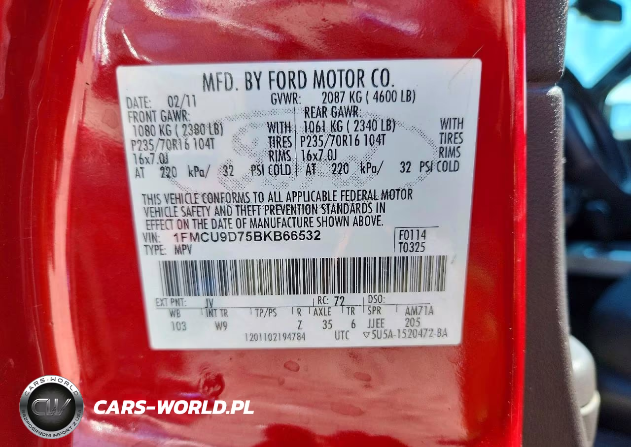 2011 Ford Escape Xlt VIN:1FMCU9D75BKB66532 - 13