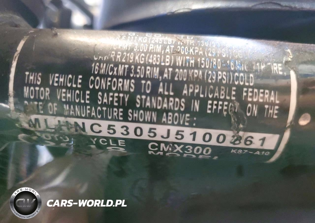 2018 Honda Cmx300 VIN:MLHNC5305J5100361 - 8