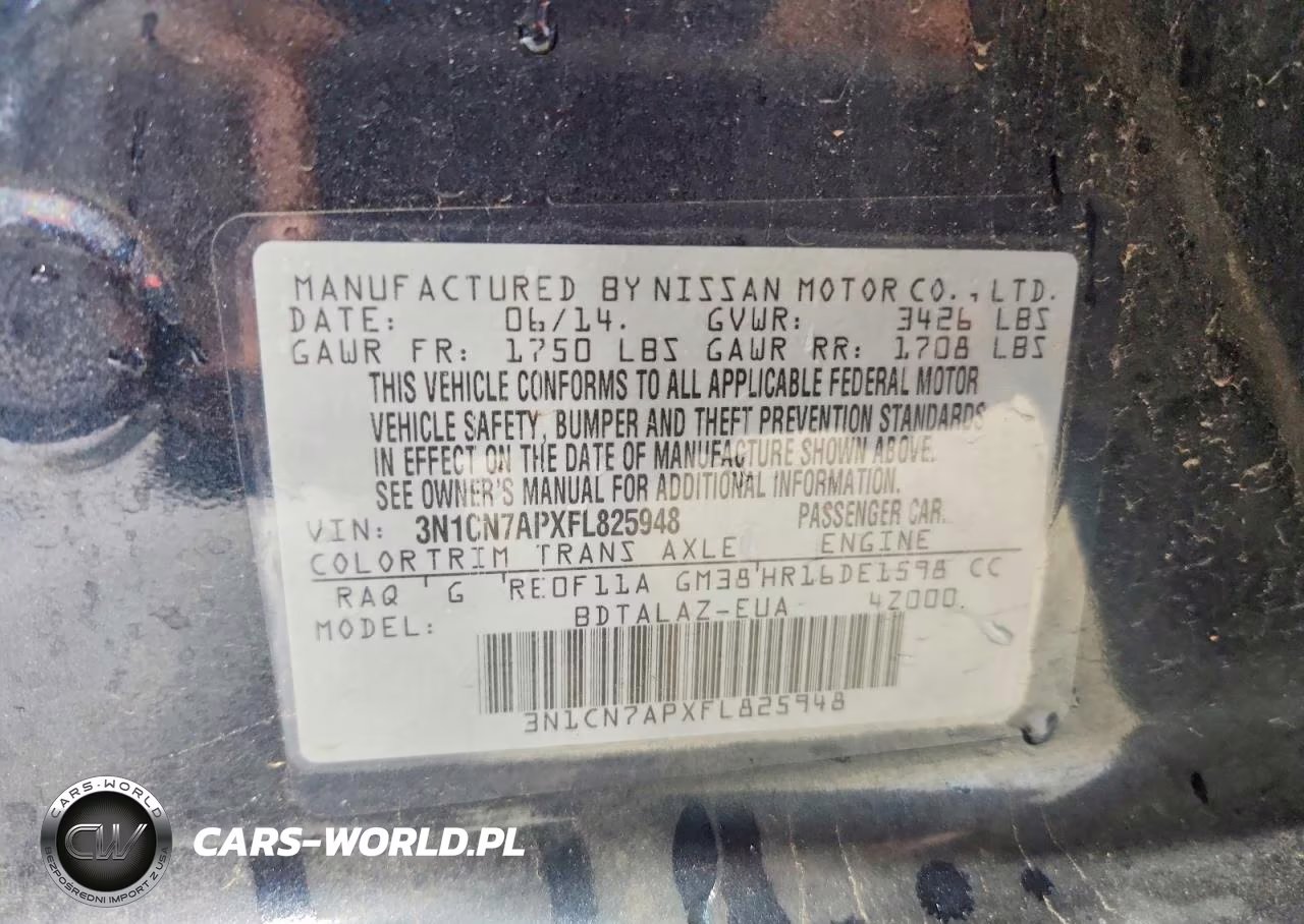 2015 Nissan Versa 1.6 S Plus VIN:3N1CN7APXFL825948 - 13