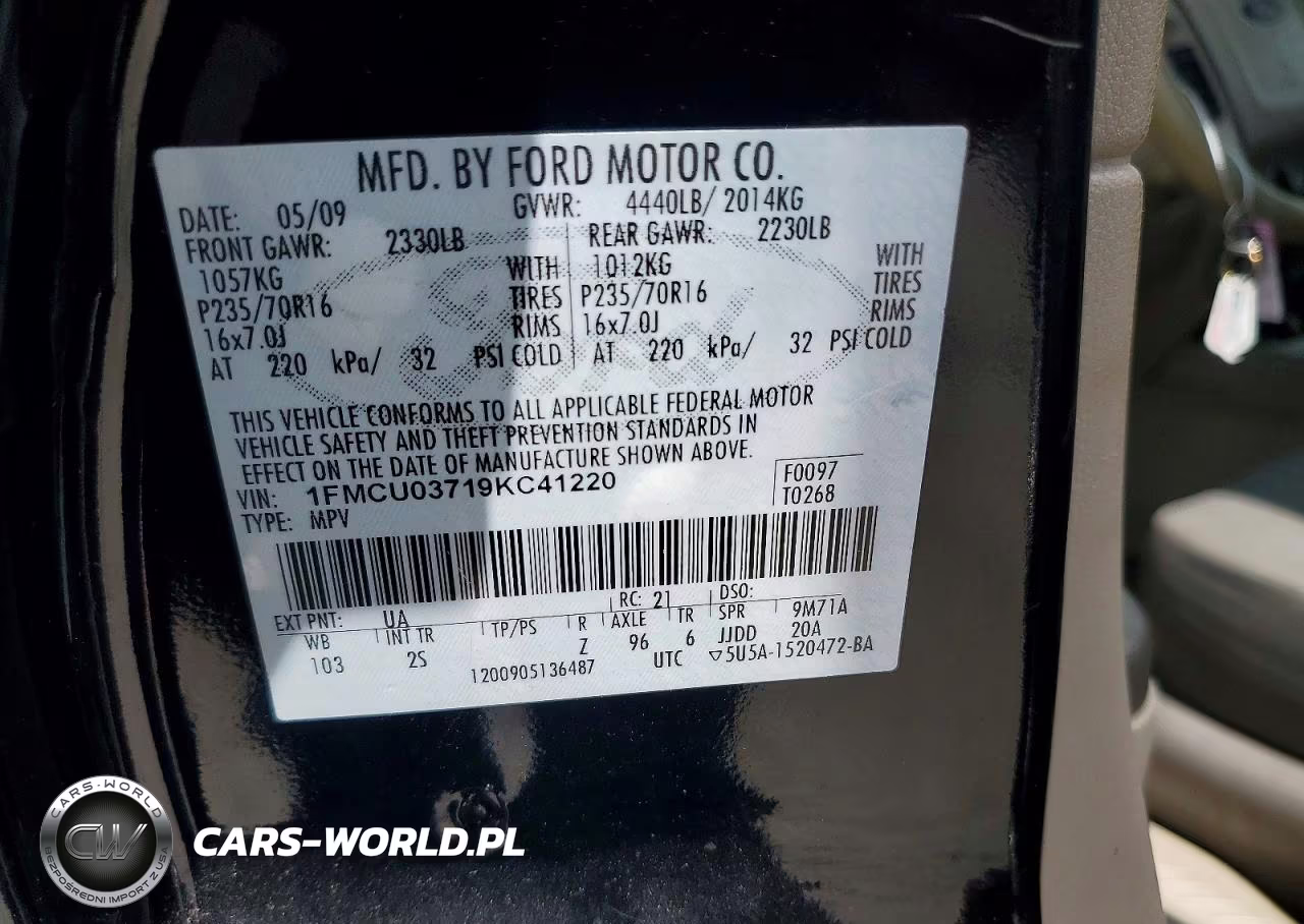 2009 Ford Escape Xlt VIN:1FMCU03719KC41220 - 14