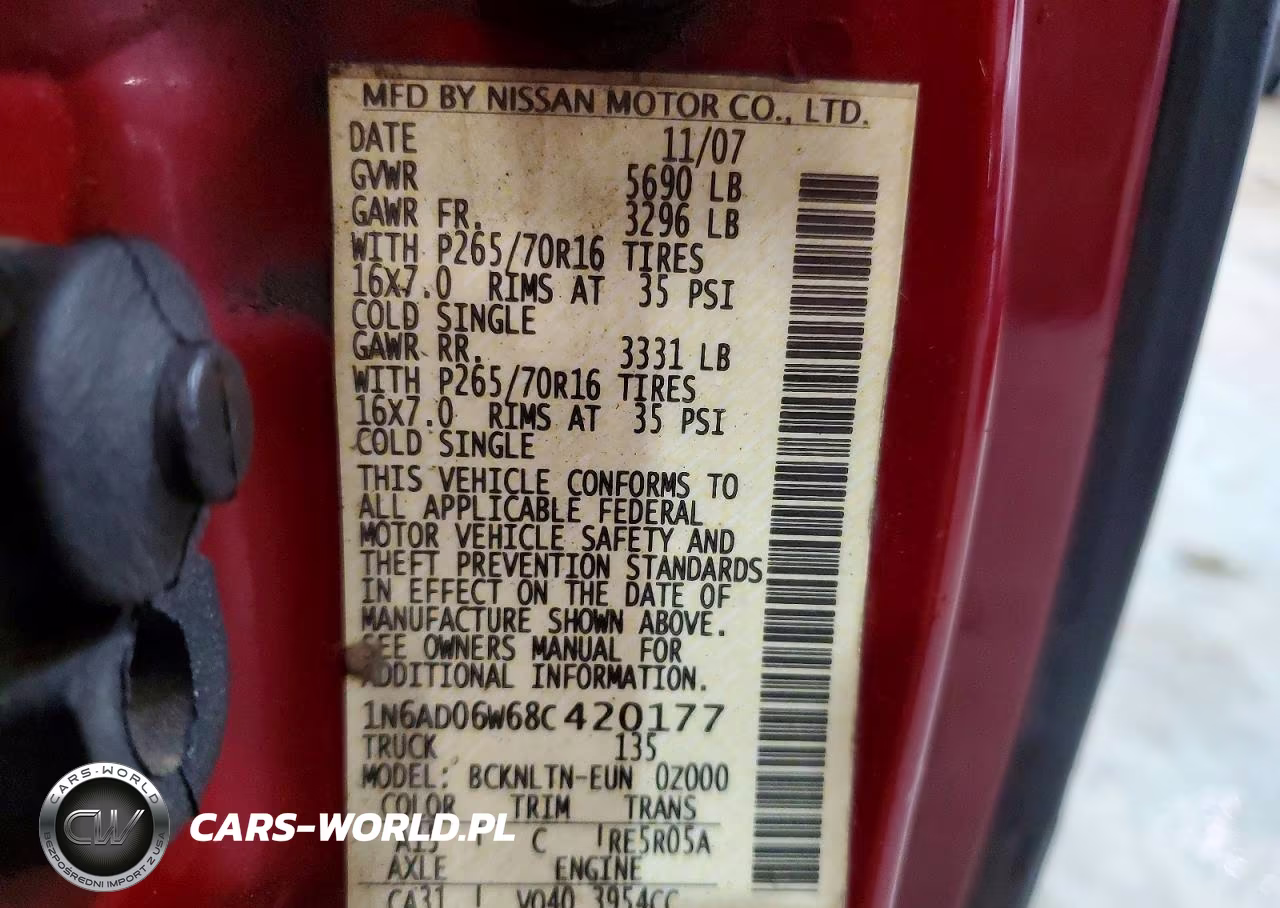2008 Nissan Frontier Se V6 VIN:1N6AD06W68C420177 - 12
