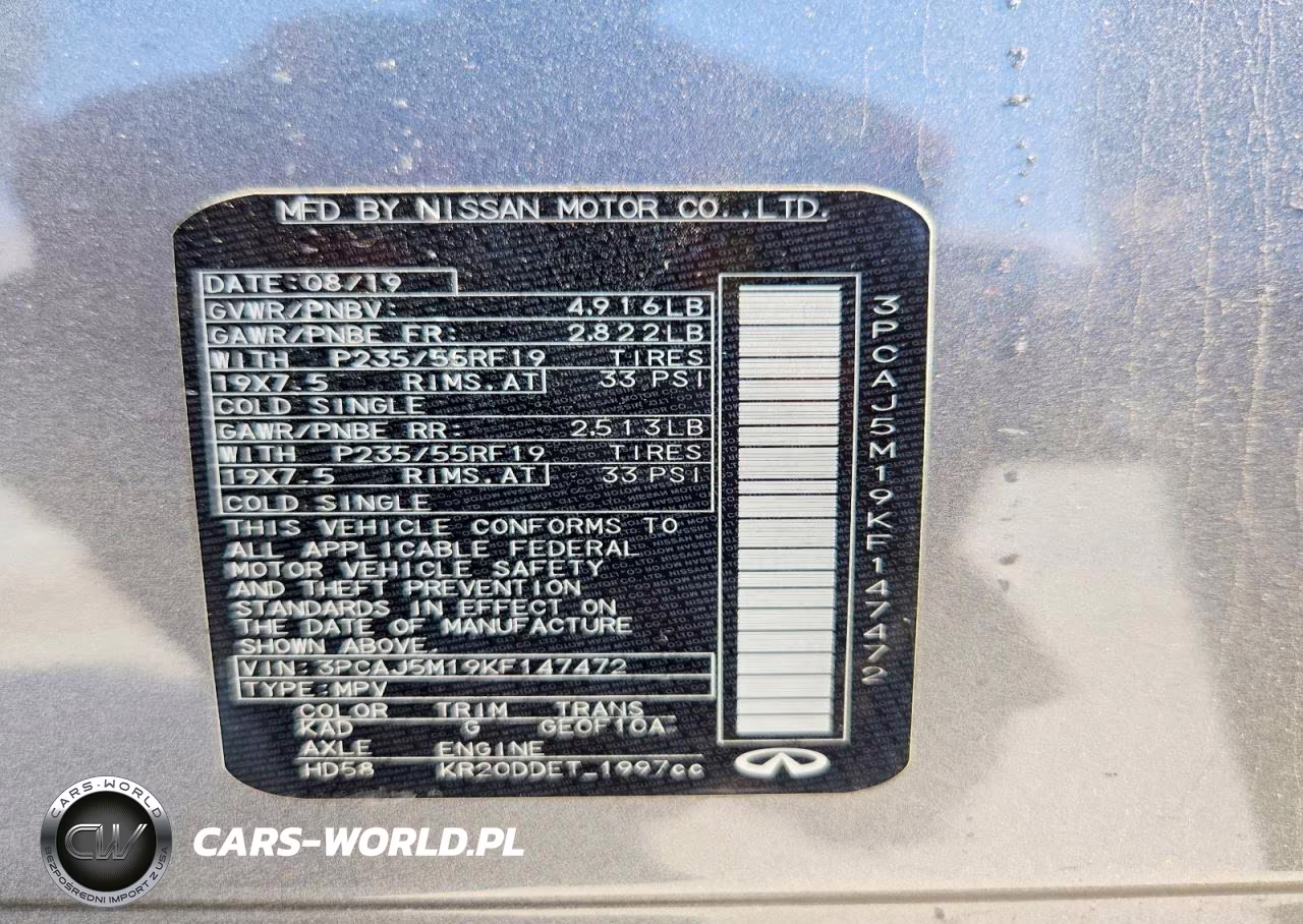 2019 Infiniti Qx50 Luxe VIN:3PCAJ5M19KF147472 - 14