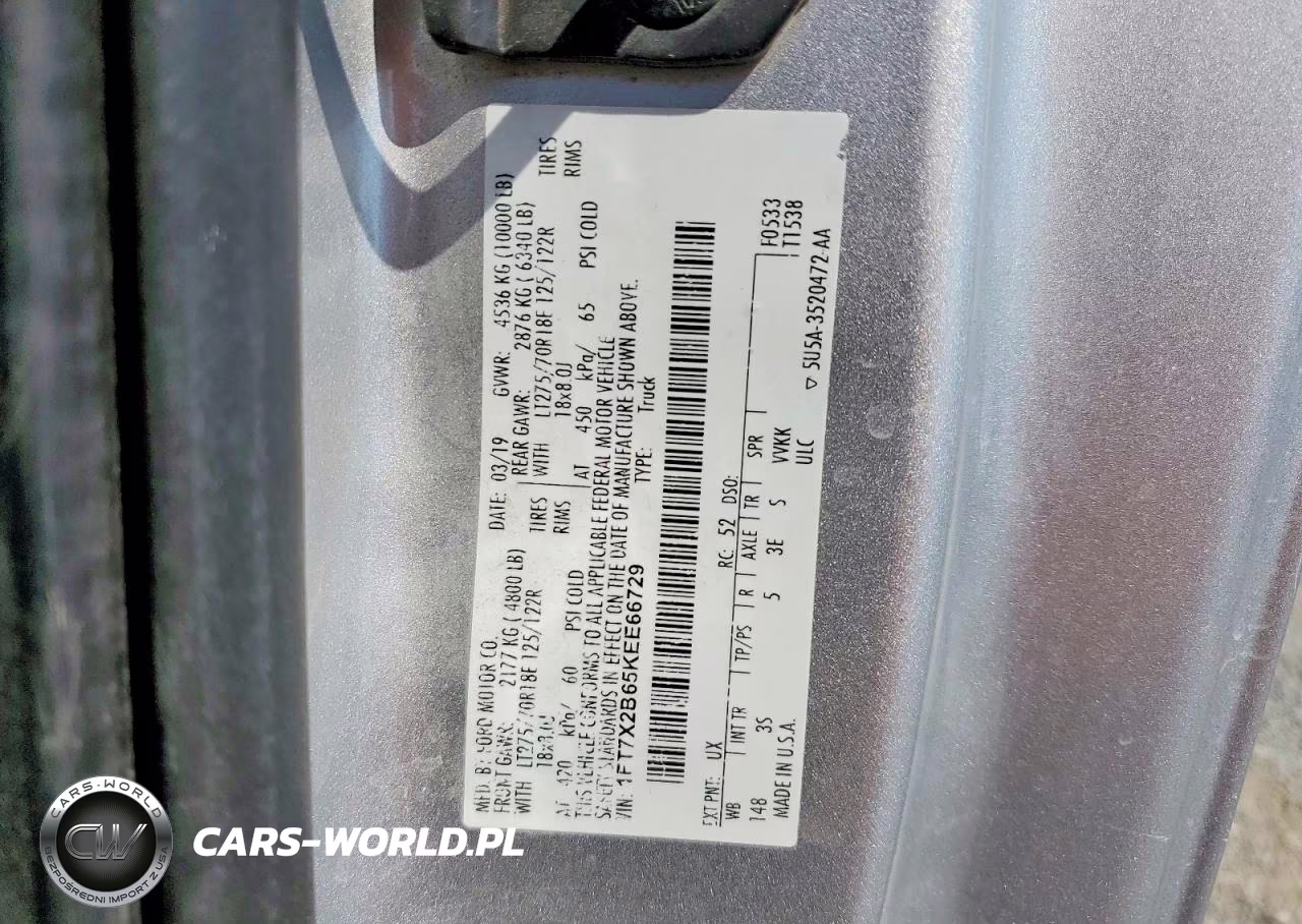 2019 Ford F250 Super Duty VIN:1FT7X2B65KEE66729 - 12