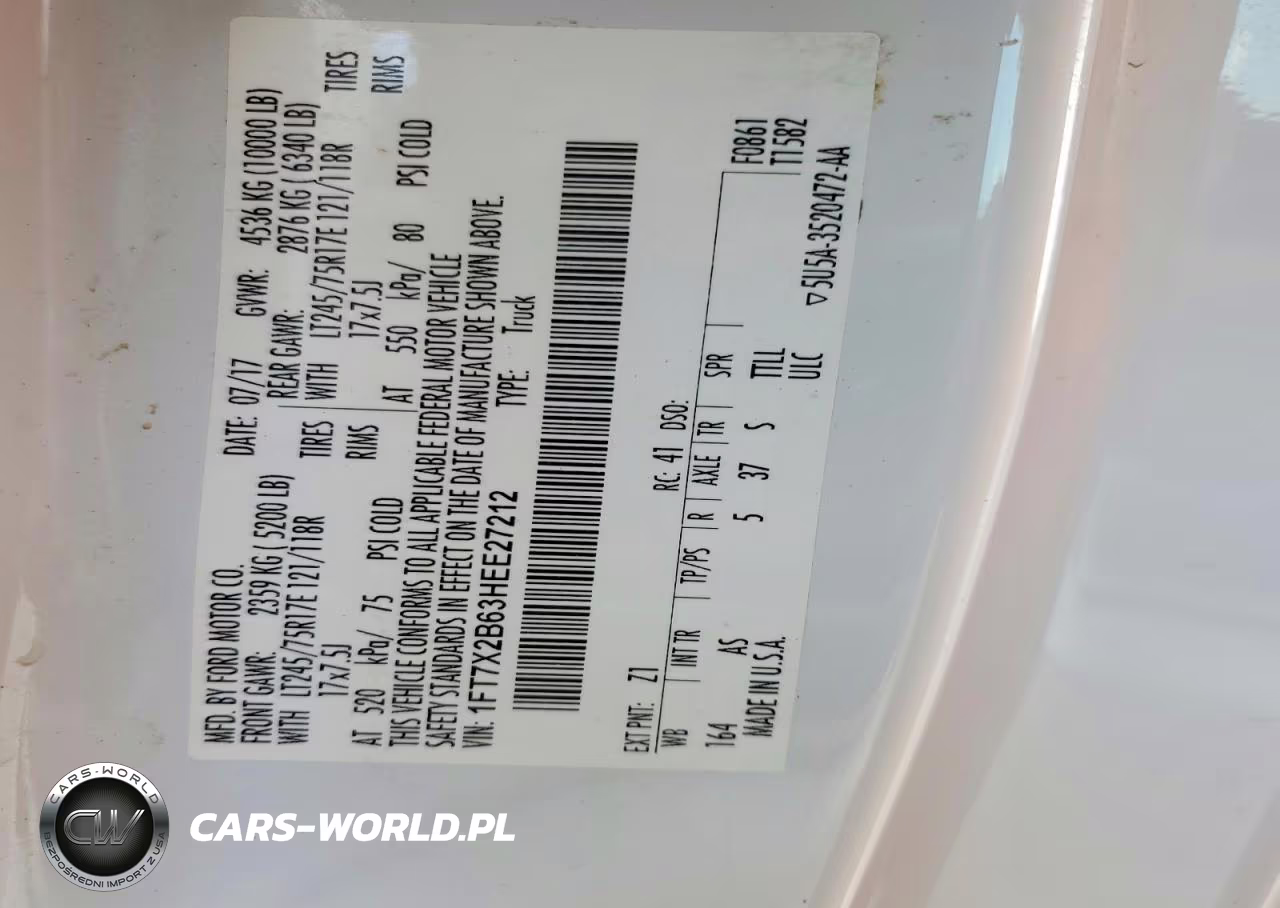 2017 Ford F250 Super Duty VIN:1FT7X2B63HEE27212 - 12