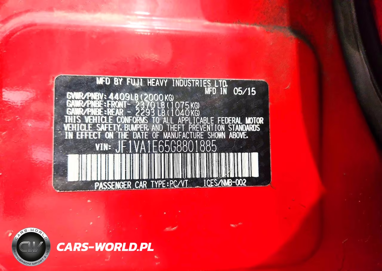 2016 Subaru Wrx Premium VIN:JF1VA1E65G8801885 - 13