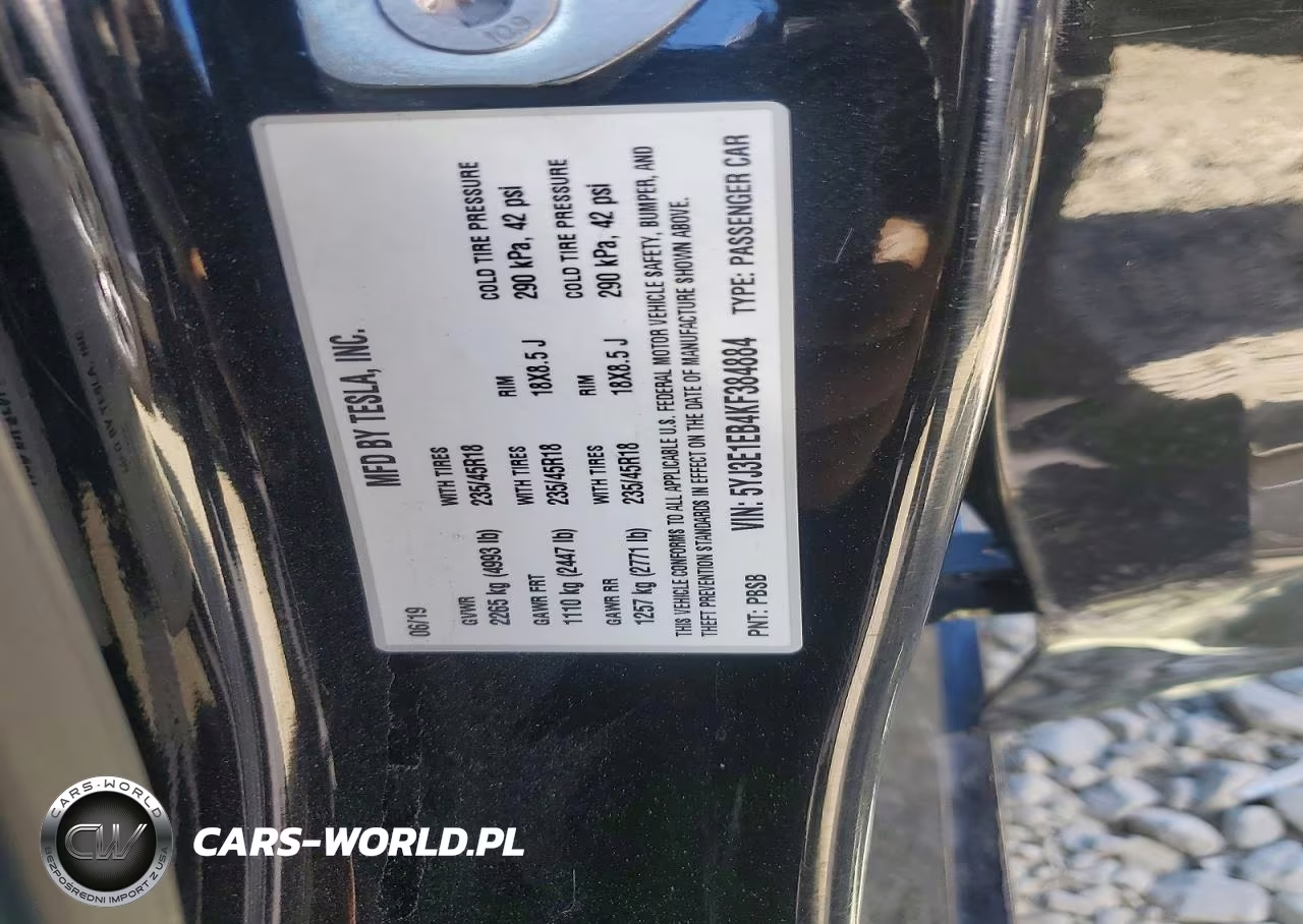 2019 Tesla Model 3 VIN:5YJ3E1EB4KF384884 - 12