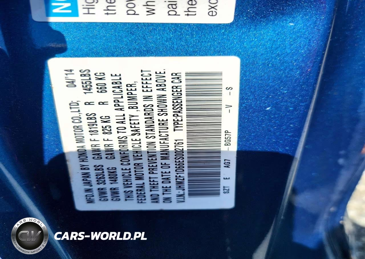 2014 Honda Cr-Z Ex VIN:JHMZF1D66ES002761 - 13