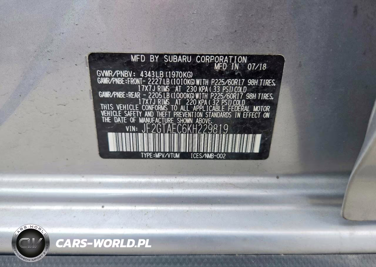 2019 Subaru Crosstrek Premium VIN:JF2GTAEC6KH229819 - 13