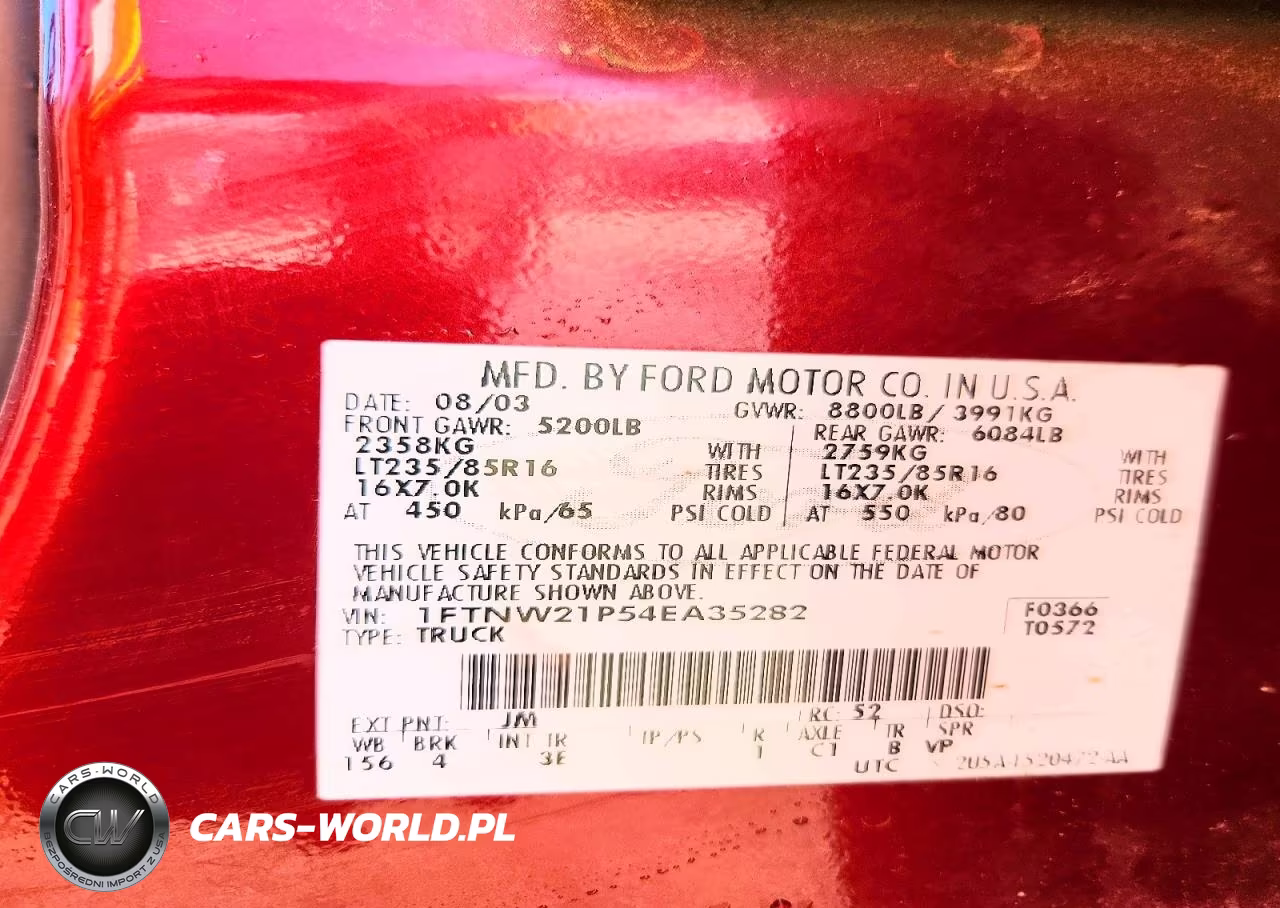 2004 Ford F250 Super Duty VIN:1FTNW21P54EA35282 - 12