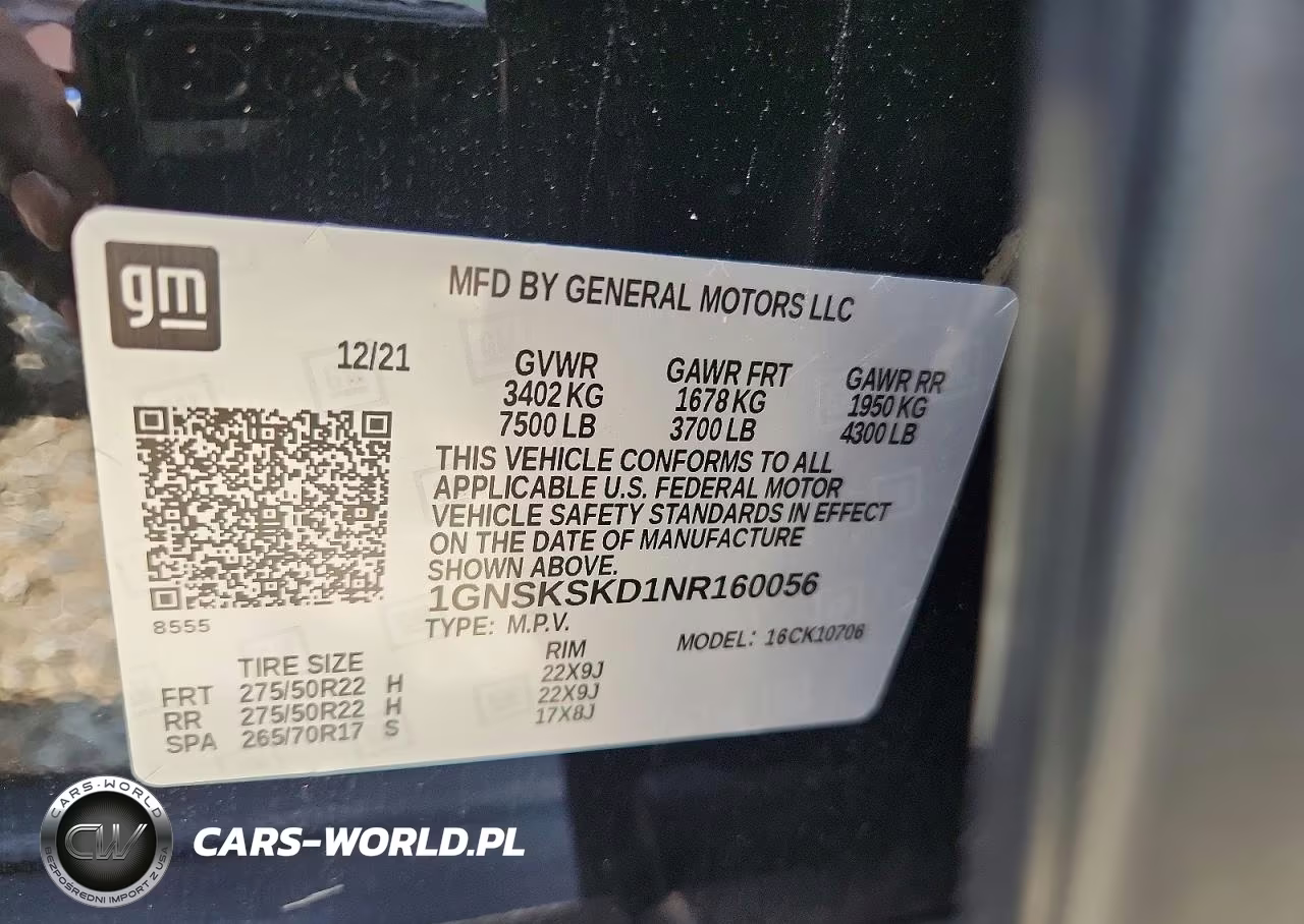 2022 Chevrolet Tahoe K1500 Premier VIN:1GNSKSKD1NR160056 - 13