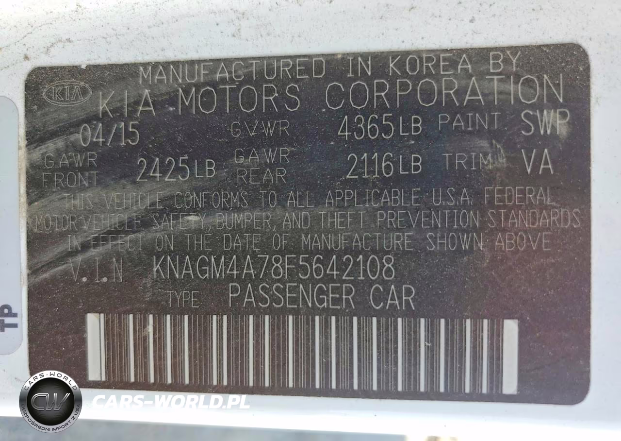 2015 Kia Optima Lx VIN:KNAGM4A78F5642108 - 13