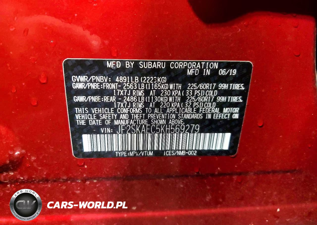 2019 Subaru Forester Premium VIN:JF2SKAEC5KH569279 - 13