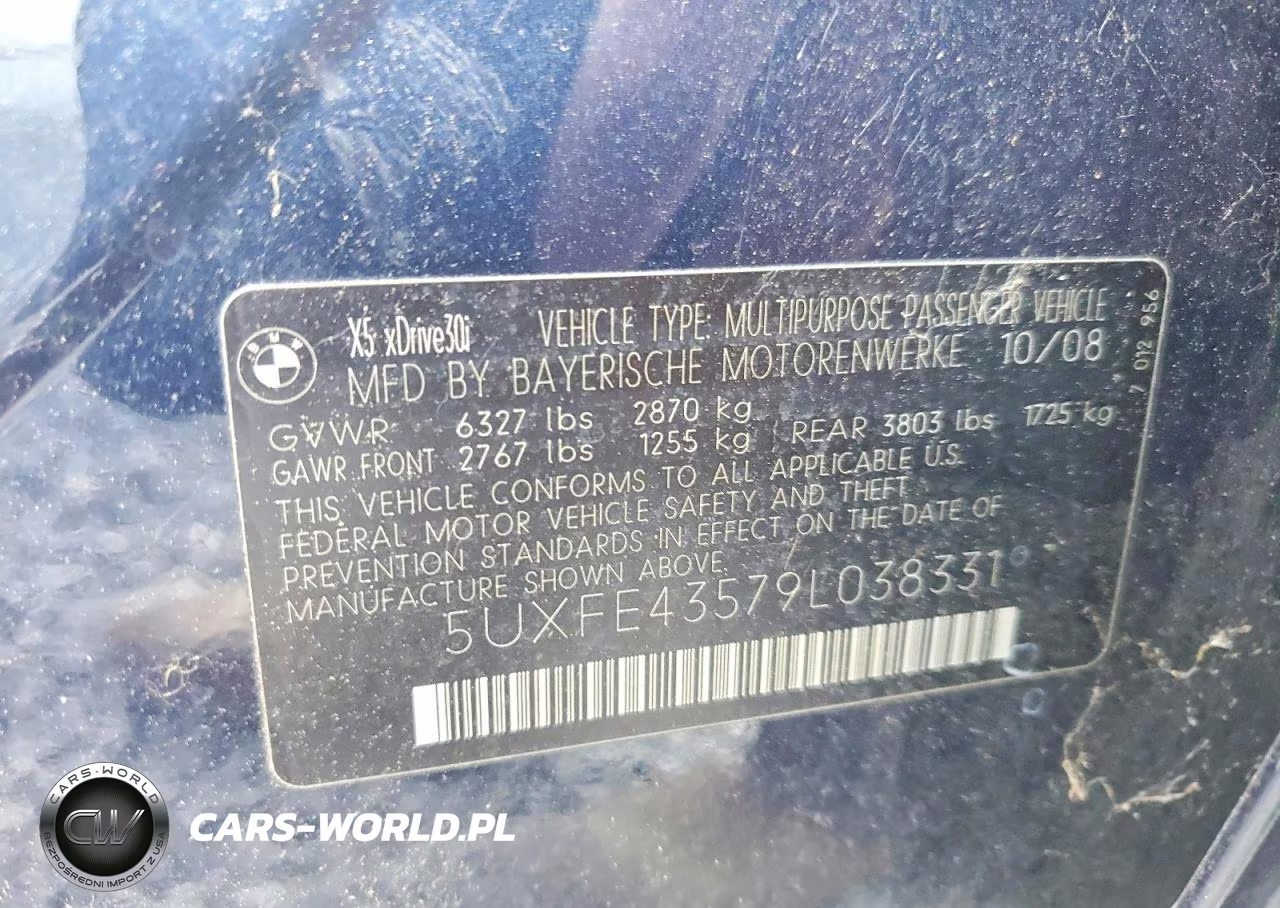 2009 BMW X5 xDrive30I VIN:5UXFE43579L038331 - 13